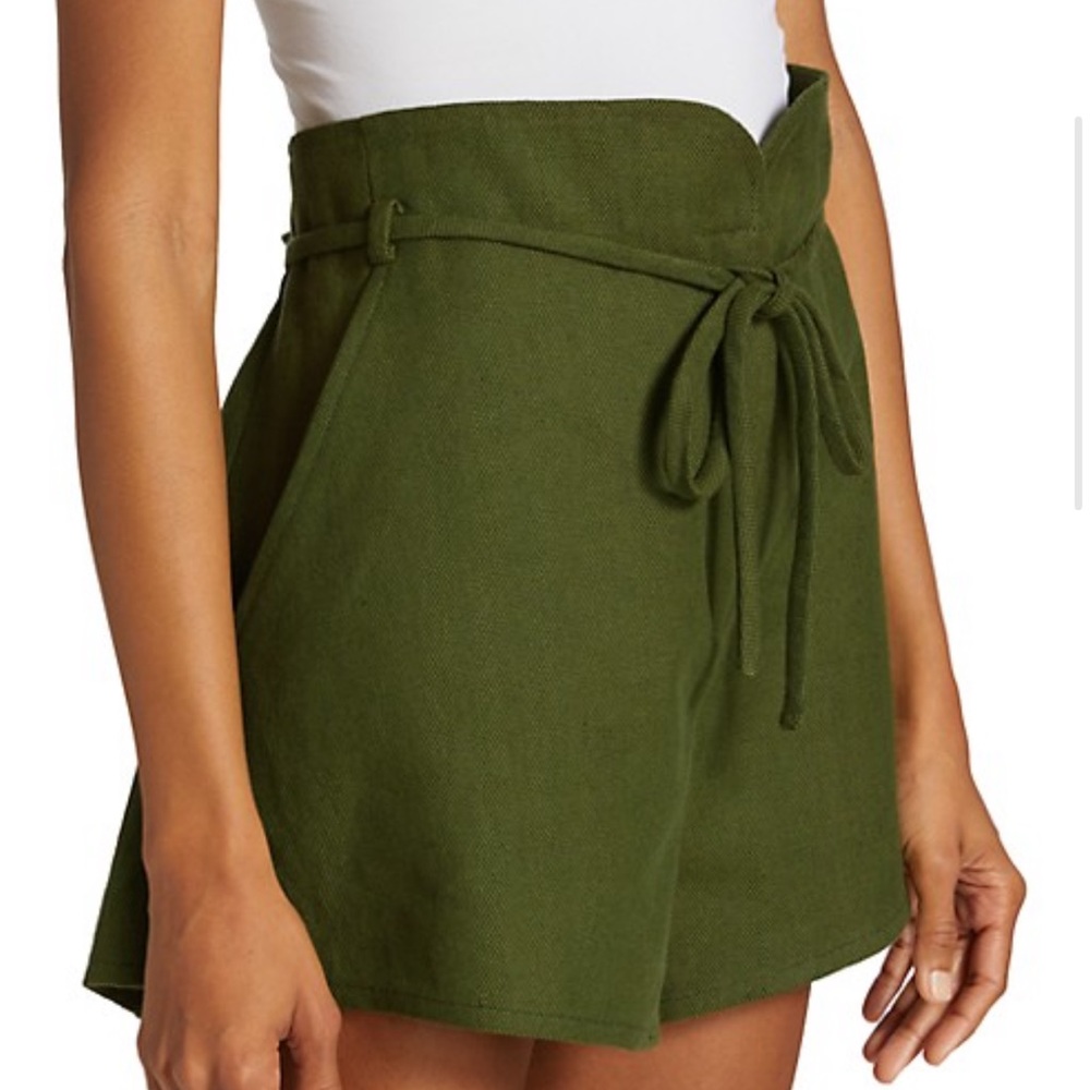 Bash High Waist Green Paperbag Shorts